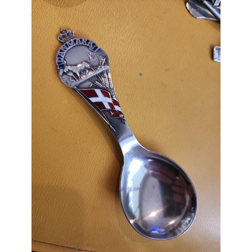 Danmark Axel Prip Silver Plated Danish Souvenir Enamel Spoon